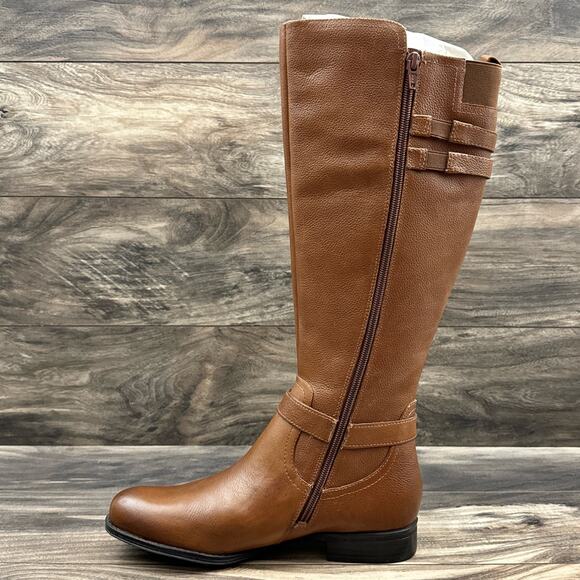 NIB Naturalizer 8M Jackie Leather Knee High Riding Boots Zip Buckle Cinnamon - Picture 8 of 15